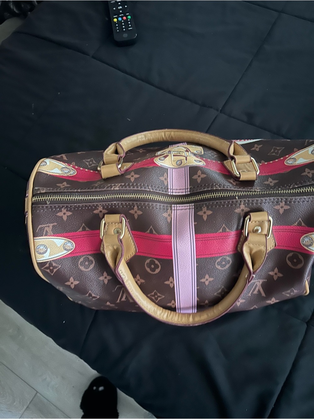 NOT-Louis Vuitton Brown Monogram Satchel with Pink Accents - Picture 8 of 10